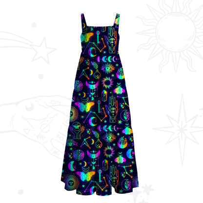 Purplehecate Blacklight Butterfly Wide Straps Maxi Dress