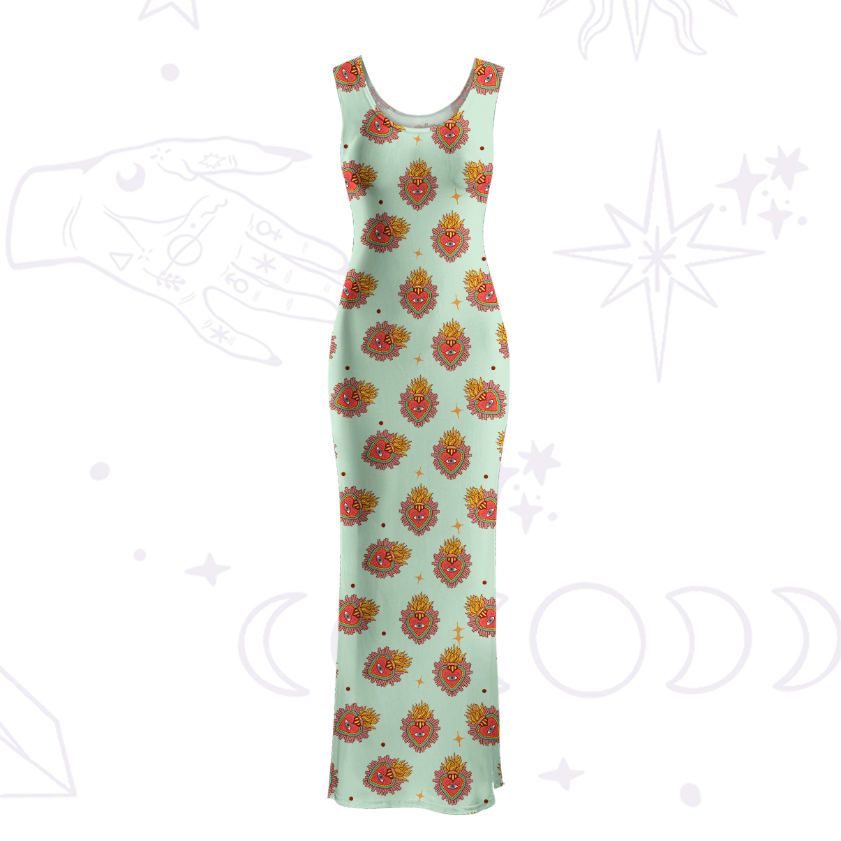 Purplehecate Sacred Heart Maxi Tank Beachwear Dress