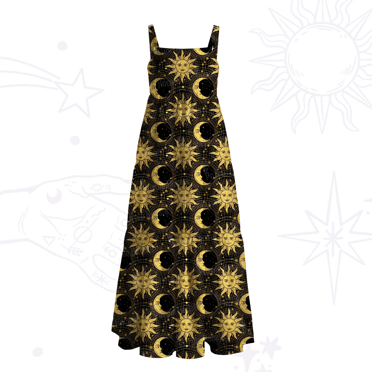 Purplehecate Solar Mystic Wide Straps Maxi Dress