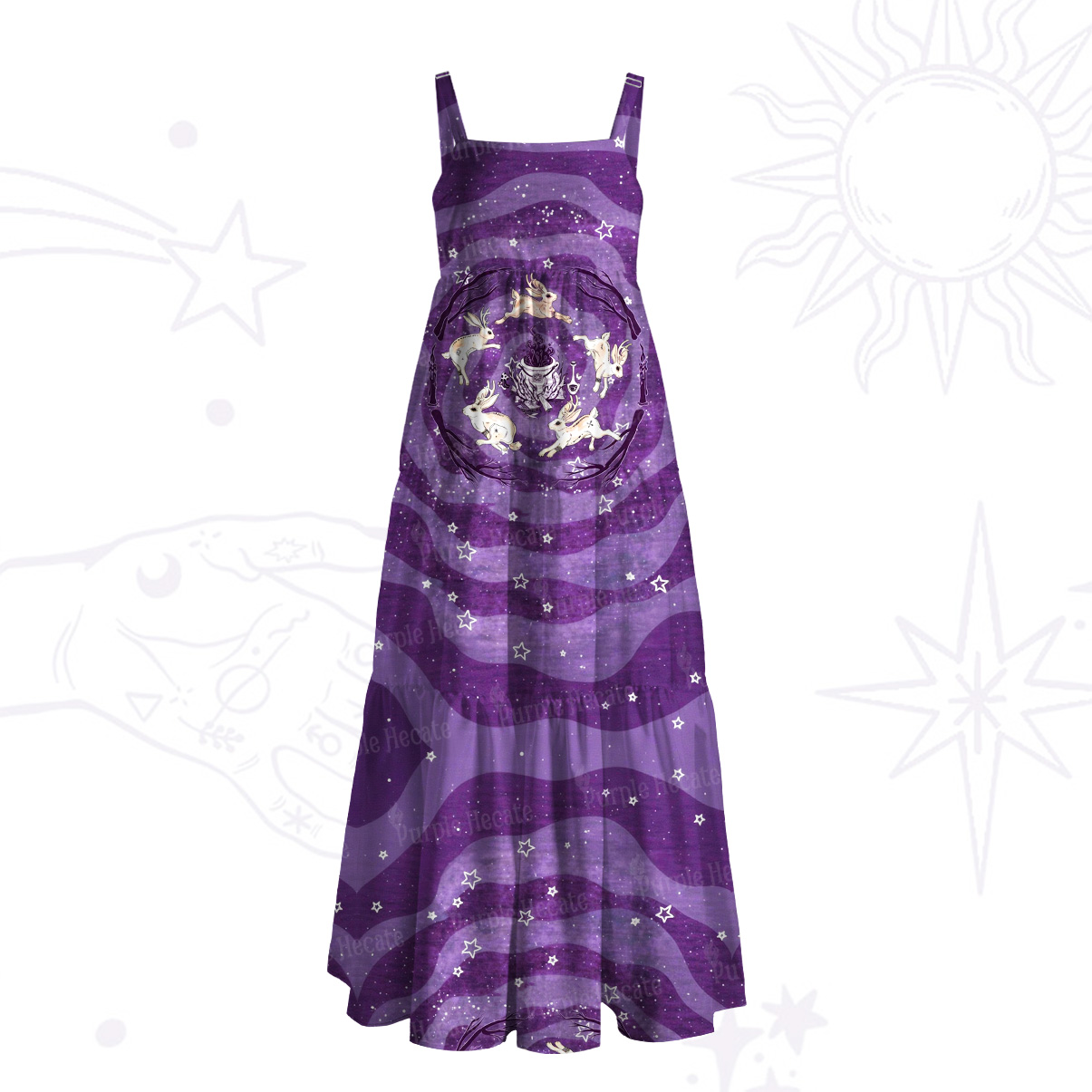 Purplehecate The Bunny Coven Wide Straps Maxi Dress