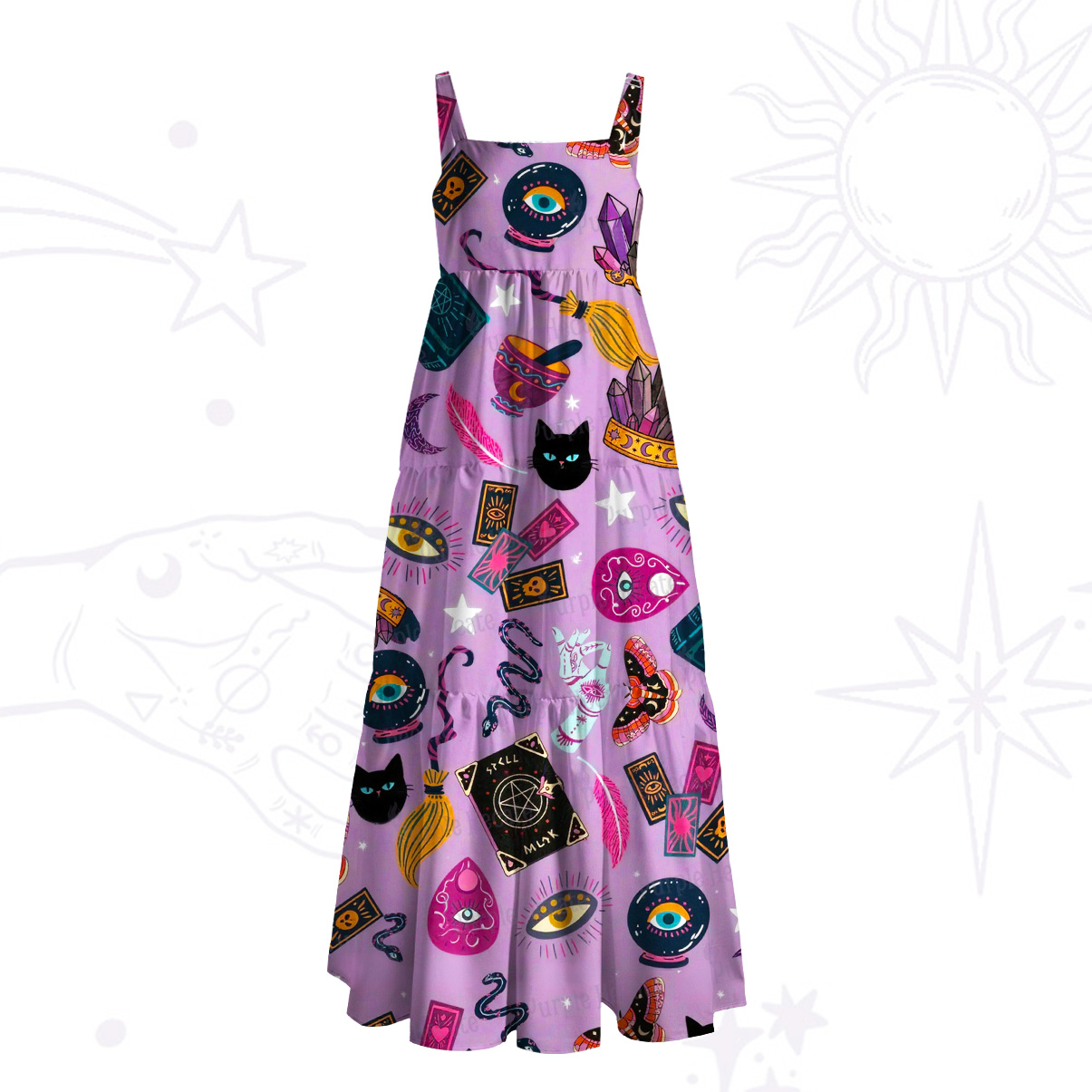 Purplehecate Secrets of the Starry Witch Wide Straps Maxi Dress