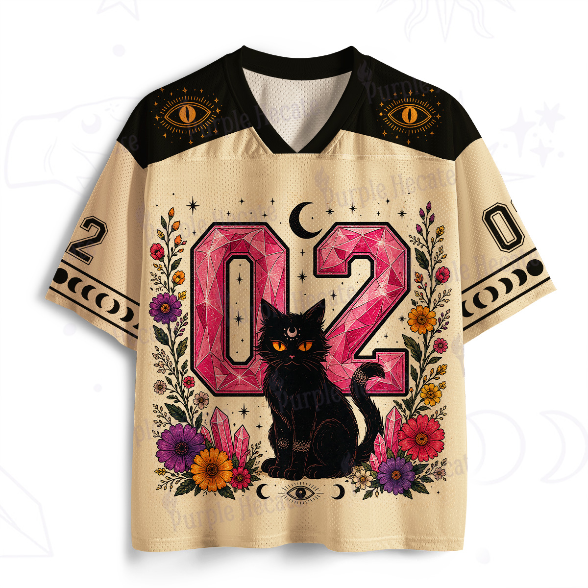 Purplehecate Moonlit Black Cat 02 Mesh Jersey