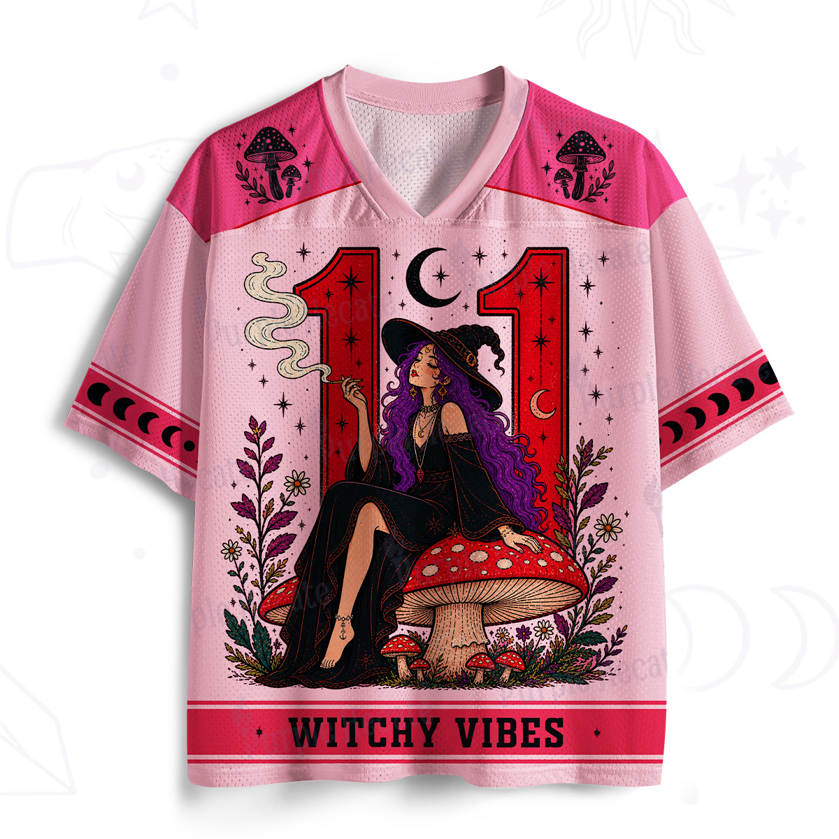 Purplehecate Witchy Mushroom Vibes Mesh Jersey