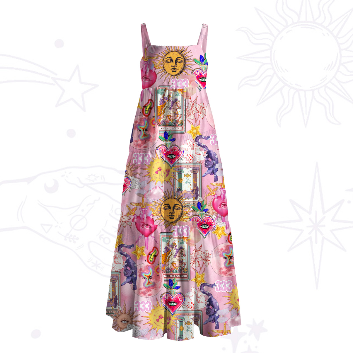 Purplehecate Dream Tarot Oracle Wide Straps Maxi Dress