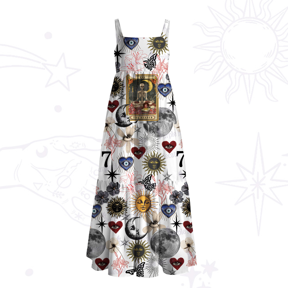 Purplehecate The Reader Wide Straps Maxi Dress