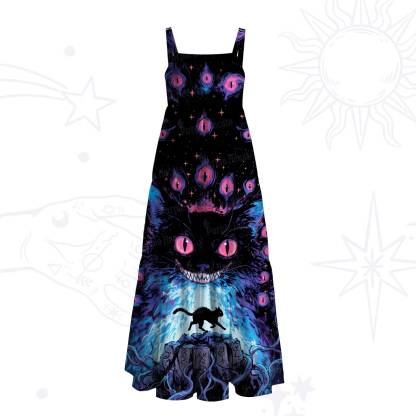 Purplehecate Dream Devouring Cat Eye Wide Straps Maxi Dress