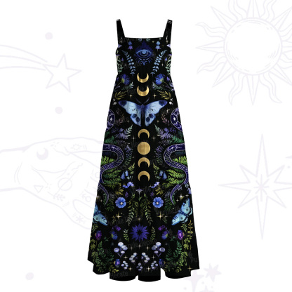 Purplehecate Moon Moth Witchery Wide Straps Maxi Dress
