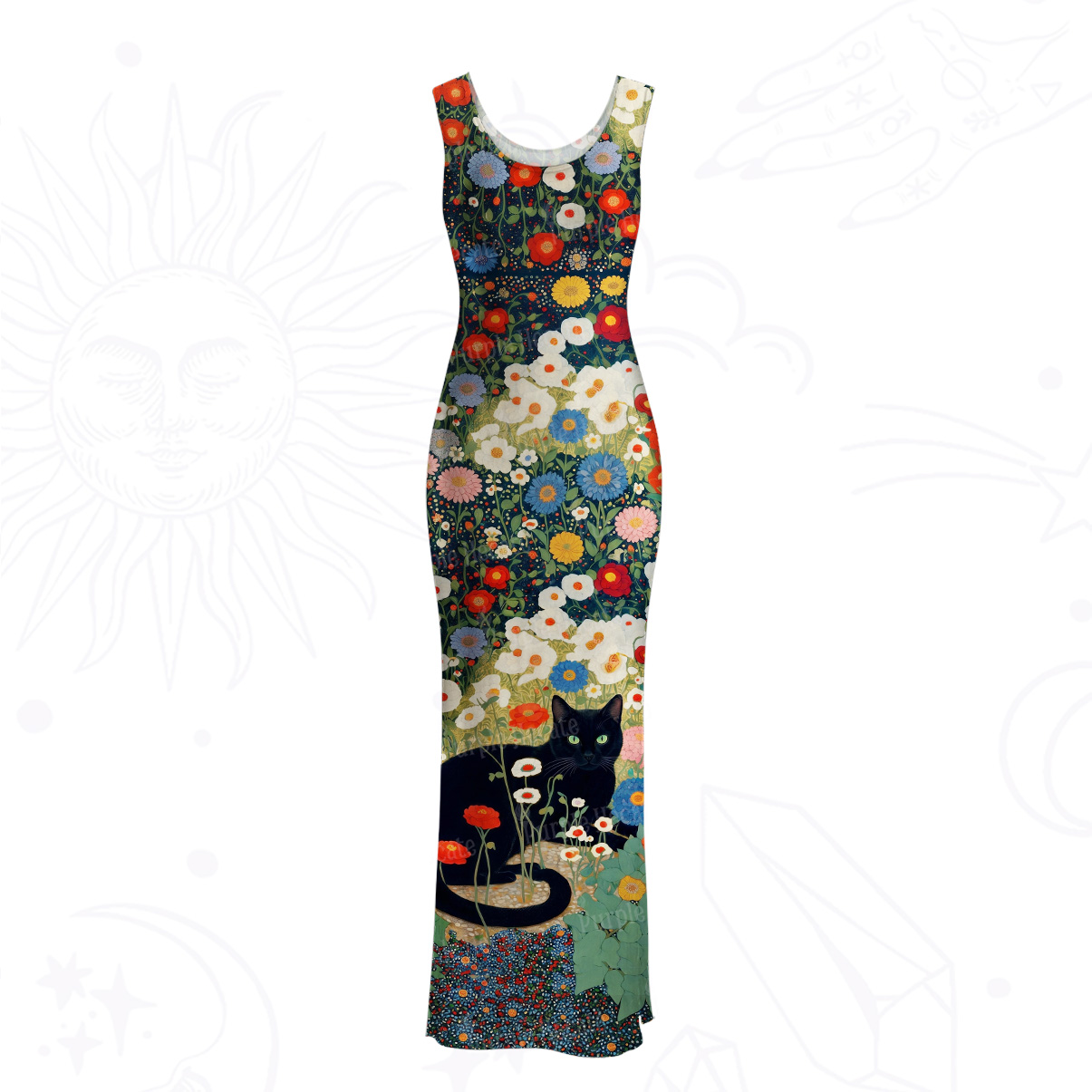 Purplehecate Sorry I Can't Go I'm an Indoor Cat Mesh Maxi Tank Beach Dress
