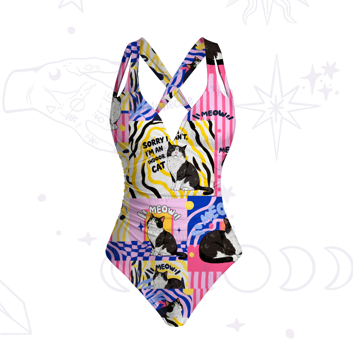 Purplehecate Sorry I Can't Go I'm an Indoor Cat One-Piece Swimsuit