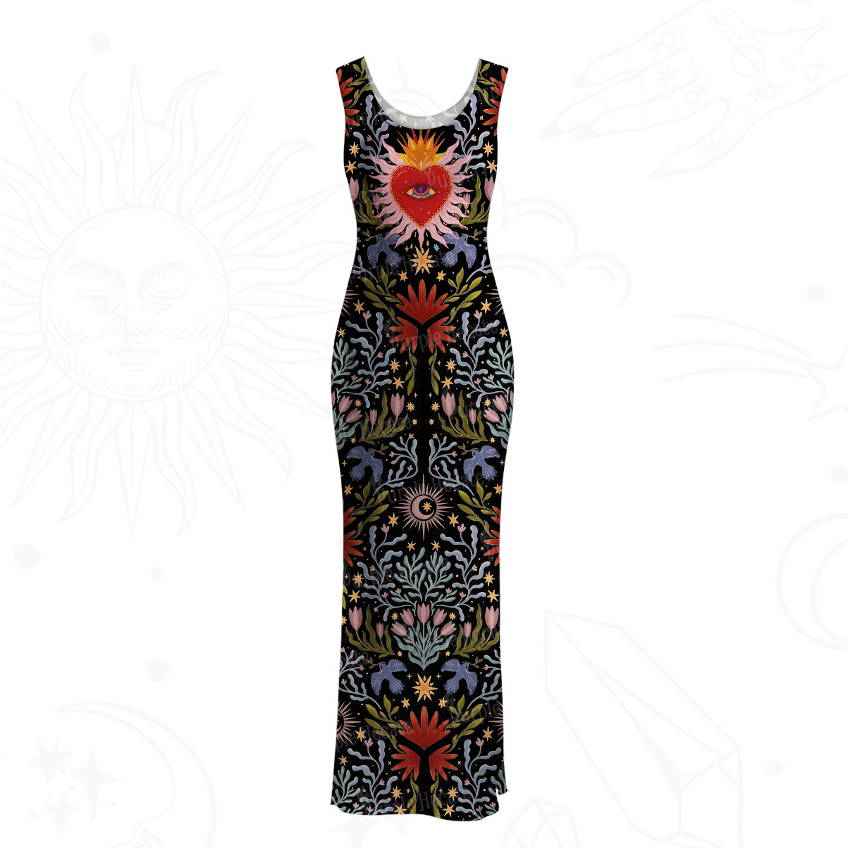 Purplehecate Moonlit Mushroom Gown Maxi Tank Beachwear Dress