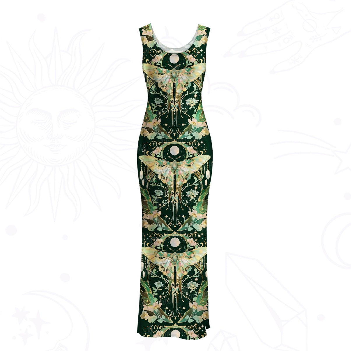 Purplehecate Moon Moth Rave Mesh Maxi Tank Beach Dress