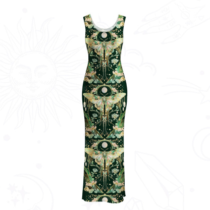 Purplehecate Moon Moth Rave Mesh Maxi Tank Beach Dress