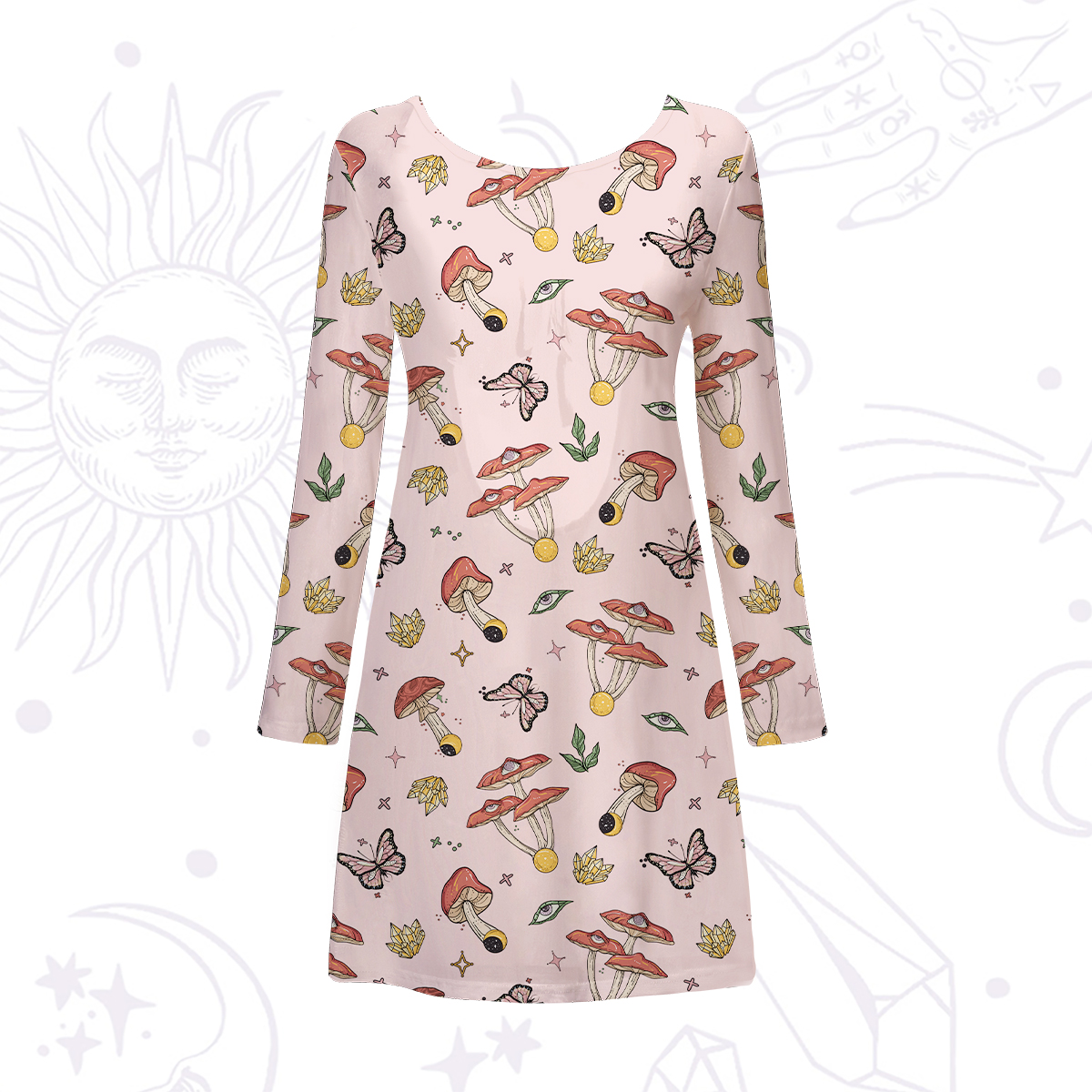 Purplehecate Whimsical Mushroom Beachwear Cover-Up Dress