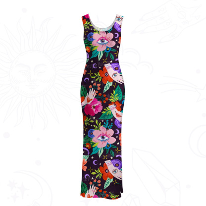 Purplehecate Eye of the Blossom Mesh Maxi Tank Beach Dress