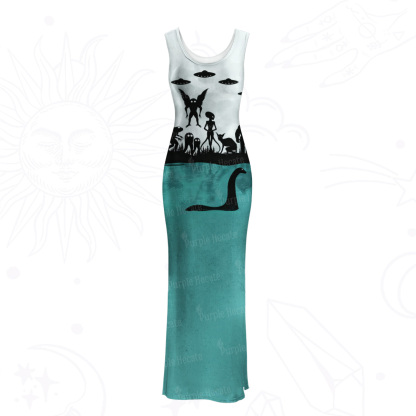 Purplehecate Alien Lake Monster Encounter Mesh Maxi Tank Beach Dress