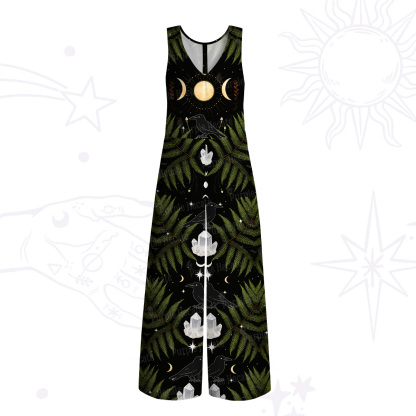 Purplehecate Lunar Raven Ritual Wings Wide Leg Jumpsuit
