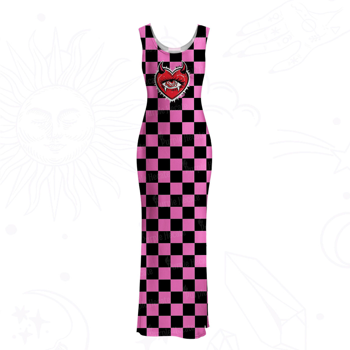 Purplehecate Heart of a Demon Mesh Maxi Tank Beach Dress