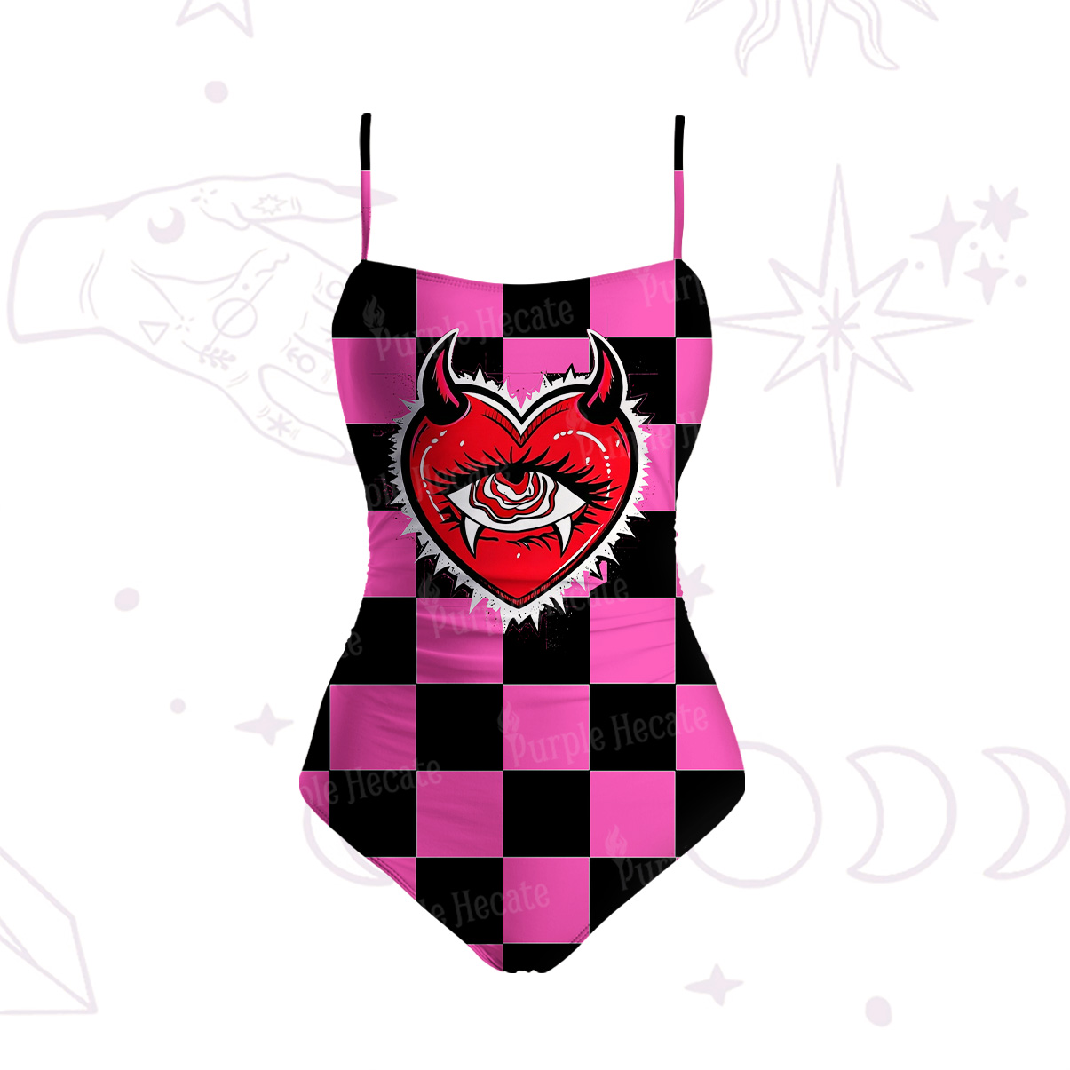 Purplehecate Heart of a Demon Slim-Strap Swimsuit