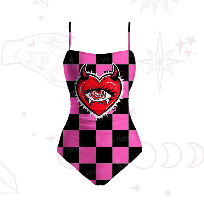 Purplehecate Heart of a Demon Slim-Strap Swimsuit