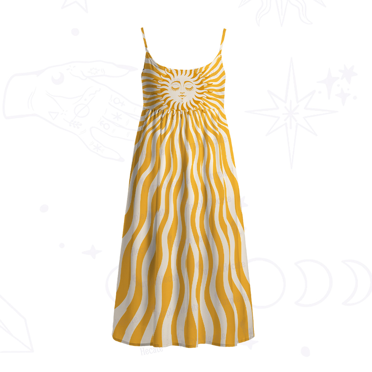 Purplehecate Radiance of the Sun Spaghetti Strap Midi Dress