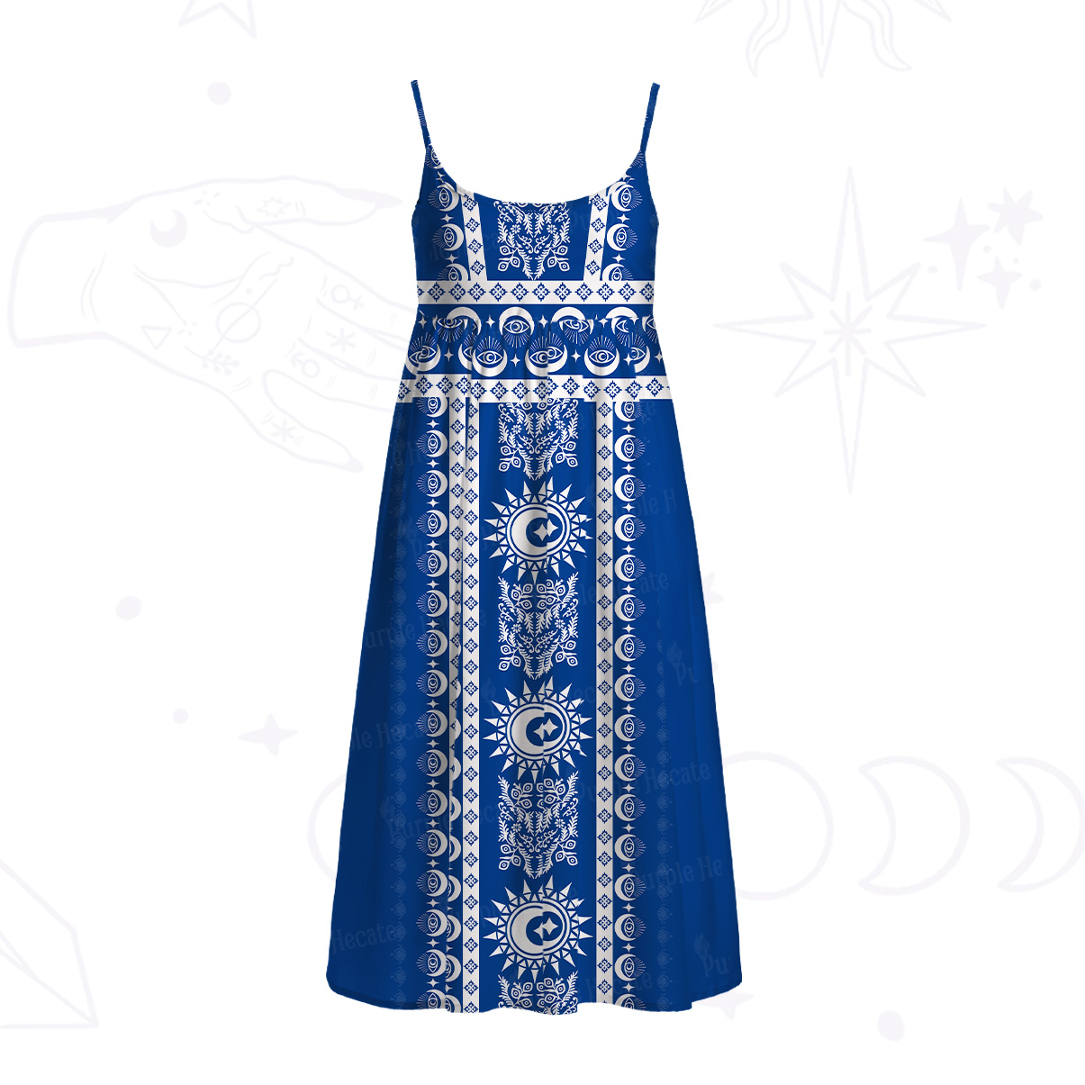 Purplehecate Visionary Sun Spaghetti Strap Midi Dress