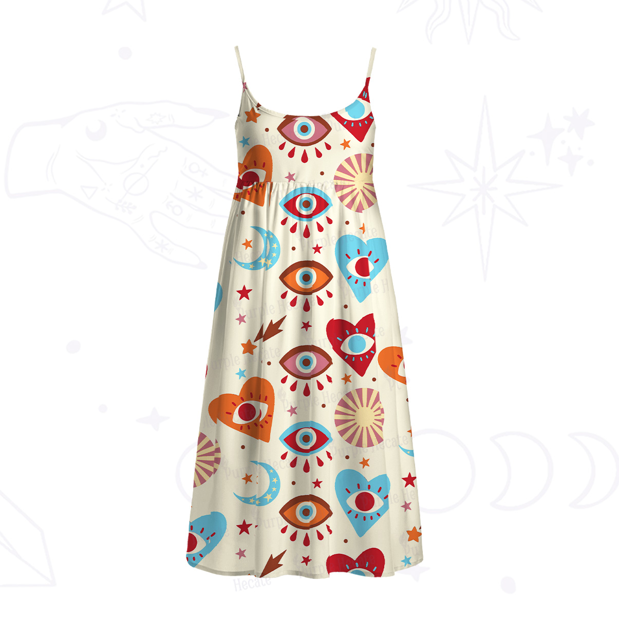 Purplehecate The Enchanted Eye of Love Spaghetti Strap Midi Dress