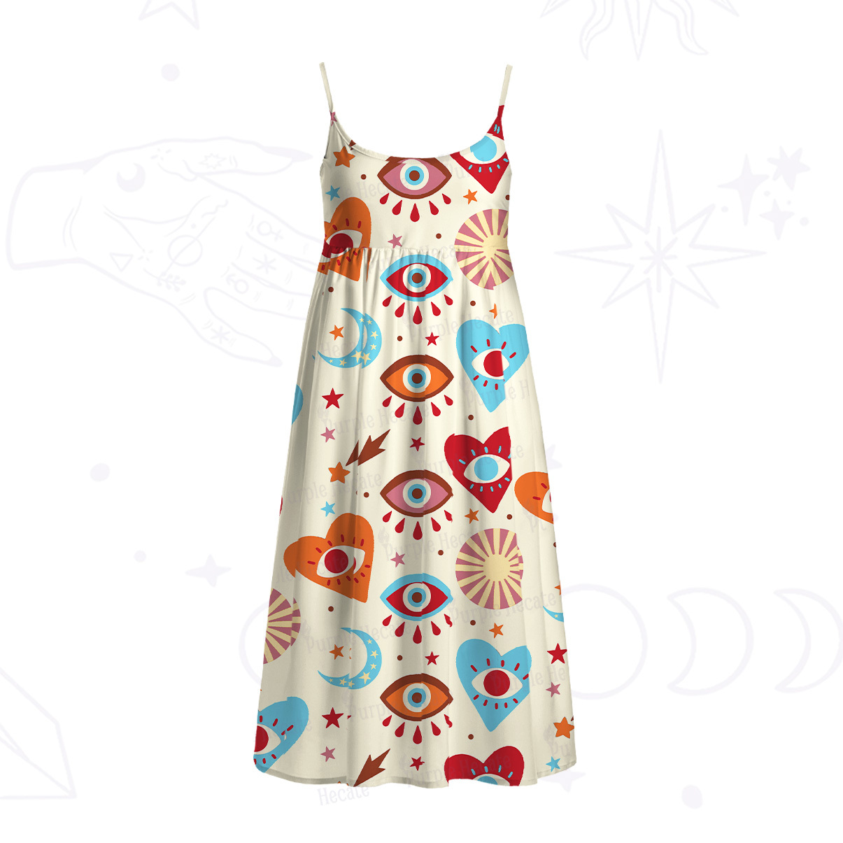 Purplehecate The Enchanted Eye of Love Spaghetti Strap Midi Dress