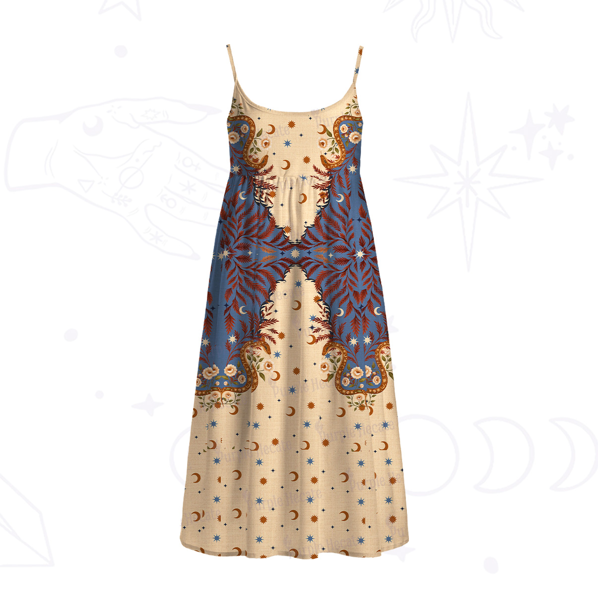 Purplehecate Celestial Ascension Spaghetti Strap Midi Dress