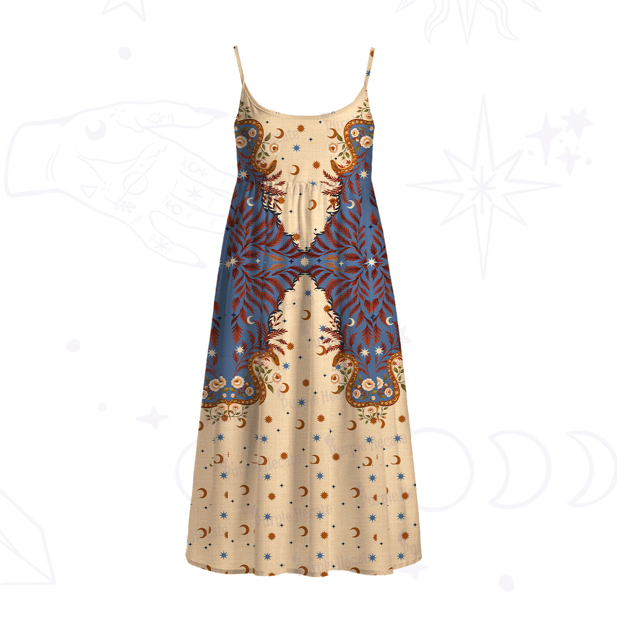 Purplehecate Celestial Ascension Spaghetti Strap Midi Dress
