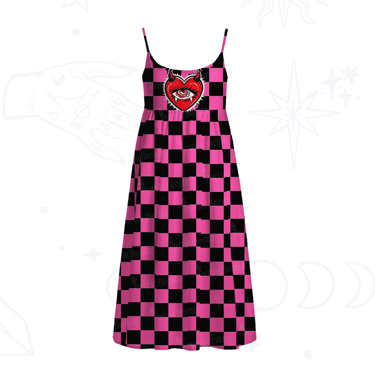 Purplehecate Heart of a Demon Spaghetti Strap Midi Dress