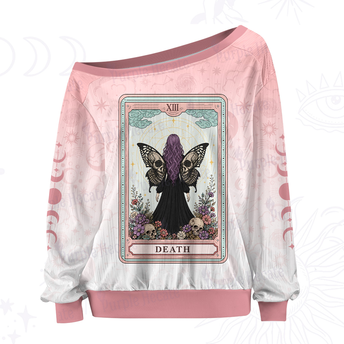 Purplehecate The Butterfly Death Girl Tarot Off The Shoulder Graphic Jersey