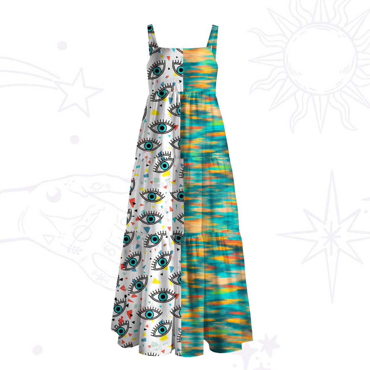 Purplehecate Evil Eye Protection Wide Straps Maxi Dress