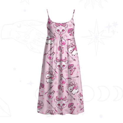 Purplehecate Pastel Occult Goat Spaghetti Strap Midi Dress