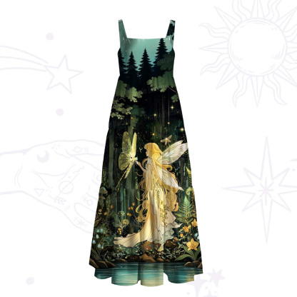 Purplehecate Fairy of the Magic Woods Wide Straps Maxi Dress