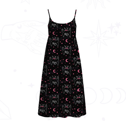 Purplehecate Witchy Mothman Night Spaghetti Strap Midi Dress