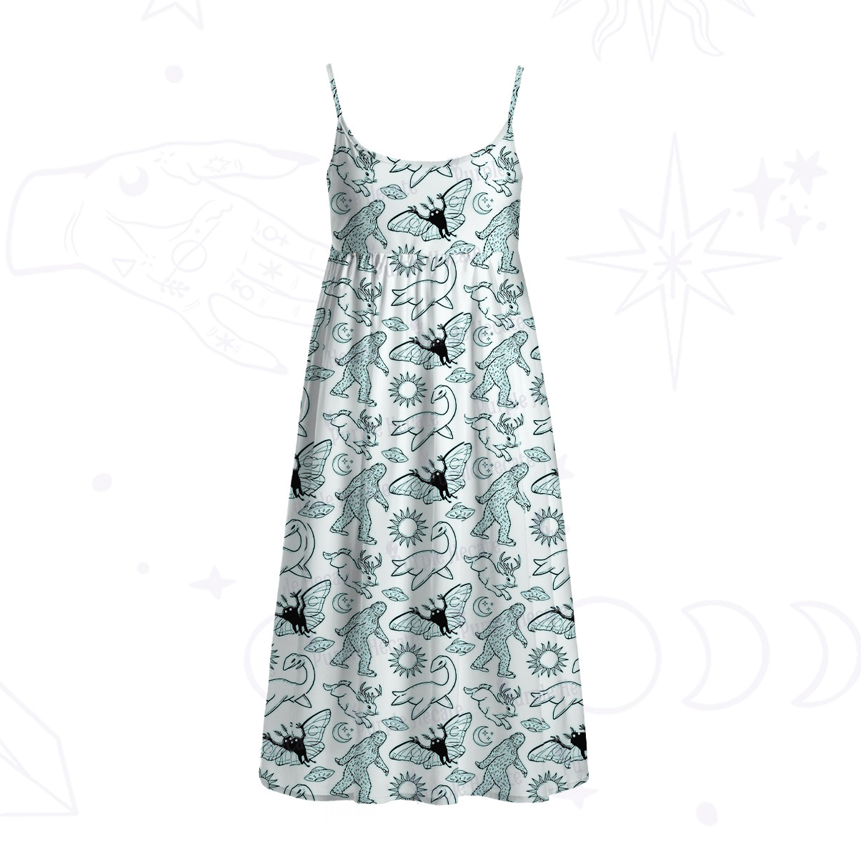 Purplehecate Cryptid Spaghetti Strap Midi Dress