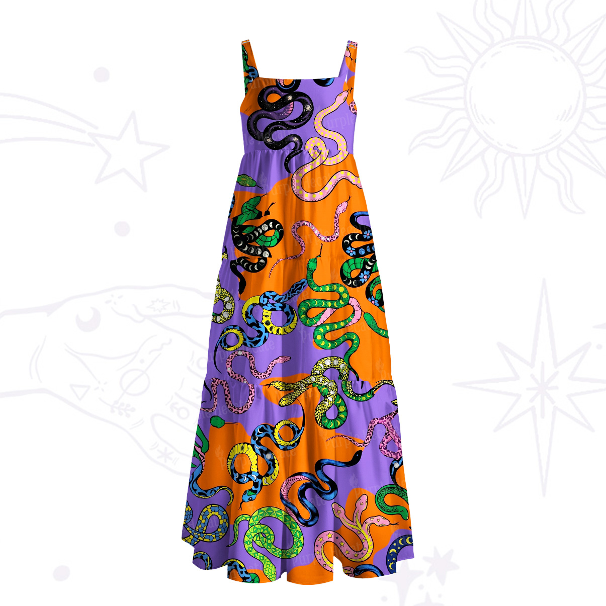 Purplehecate Venom Candy Serpent Dance Wide Straps Maxi Dress