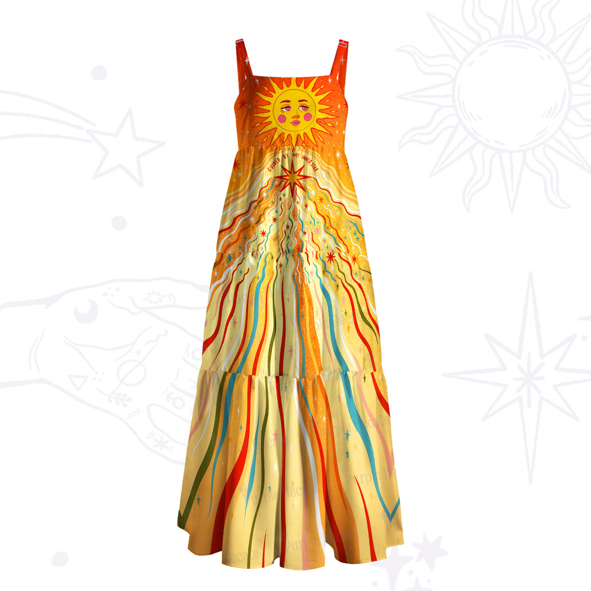 Purplehecate Follow Your Inner Star Wide Straps Maxi Dress