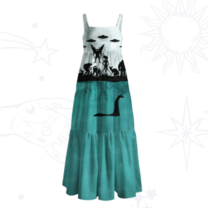 Purplehecate Alien Lake Monster Encounter Wide Straps Maxi Dress