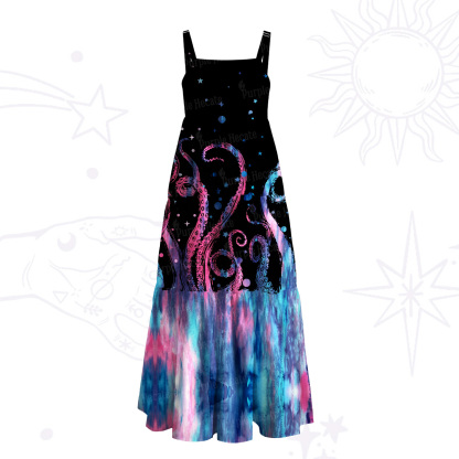 Purplehecate Ombre Octopus Glitter Tentacles Wide Straps Maxi Dress