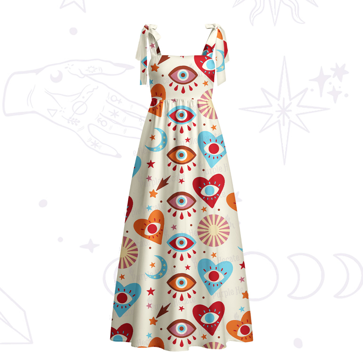 Purplehecate The Enchanted Eye of Love Tie Shoulder Maxi Dress