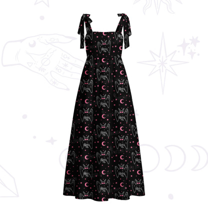 Purplehecate Witchy Mothman Night Tie Shoulder Maxi Dress