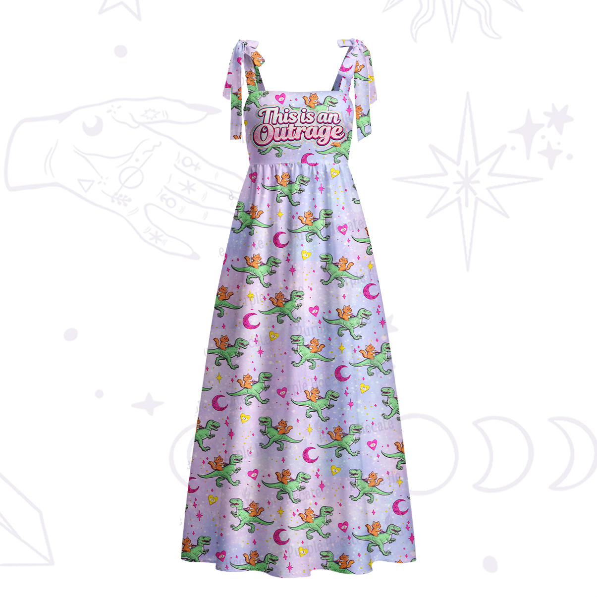 Purplehecate This is an Outrage Tie Shoulder Maxi Dress