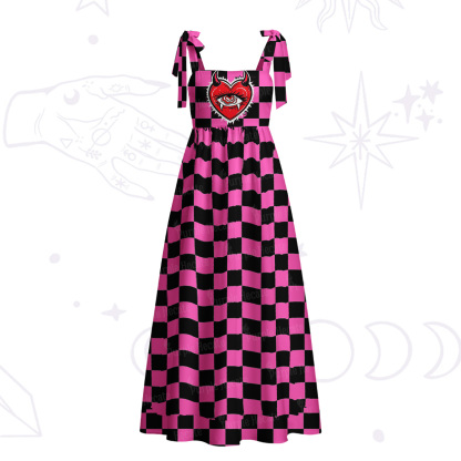Purplehecate Heart of a Demon Tie Shoulder Maxi Dress