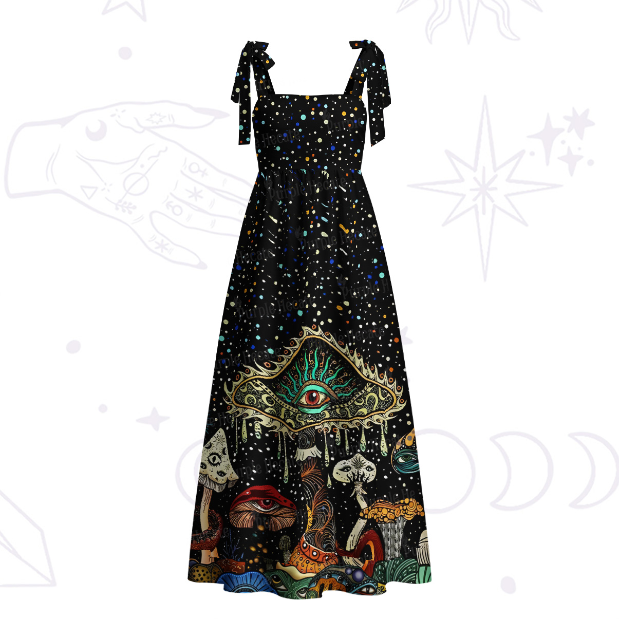 Purplehecate The Eyes of Nature Tie Shoulder Maxi Dress