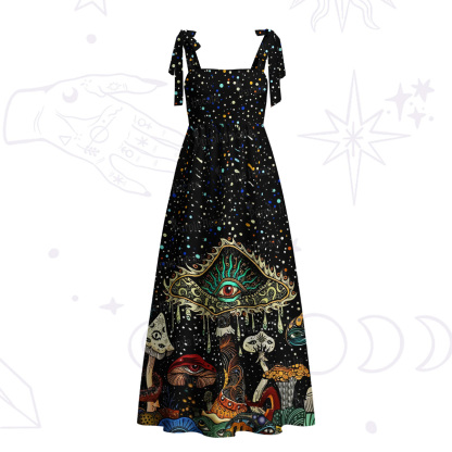 Purplehecate The Eyes of Nature Tie Shoulder Maxi Dress