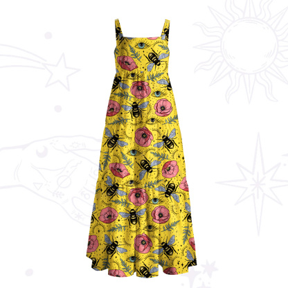 Purplehecate The Bee's Knees Wide Straps Maxi Dress