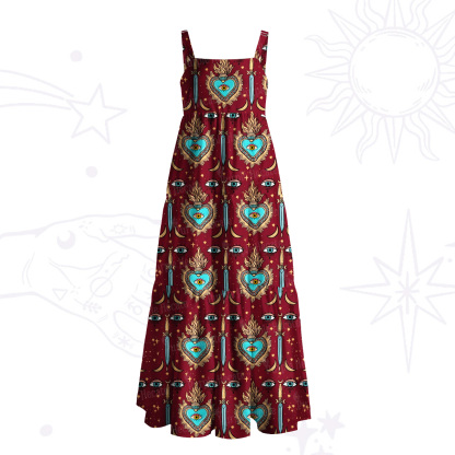 Purplehecate Sacred Heart Wide Straps Maxi Dress