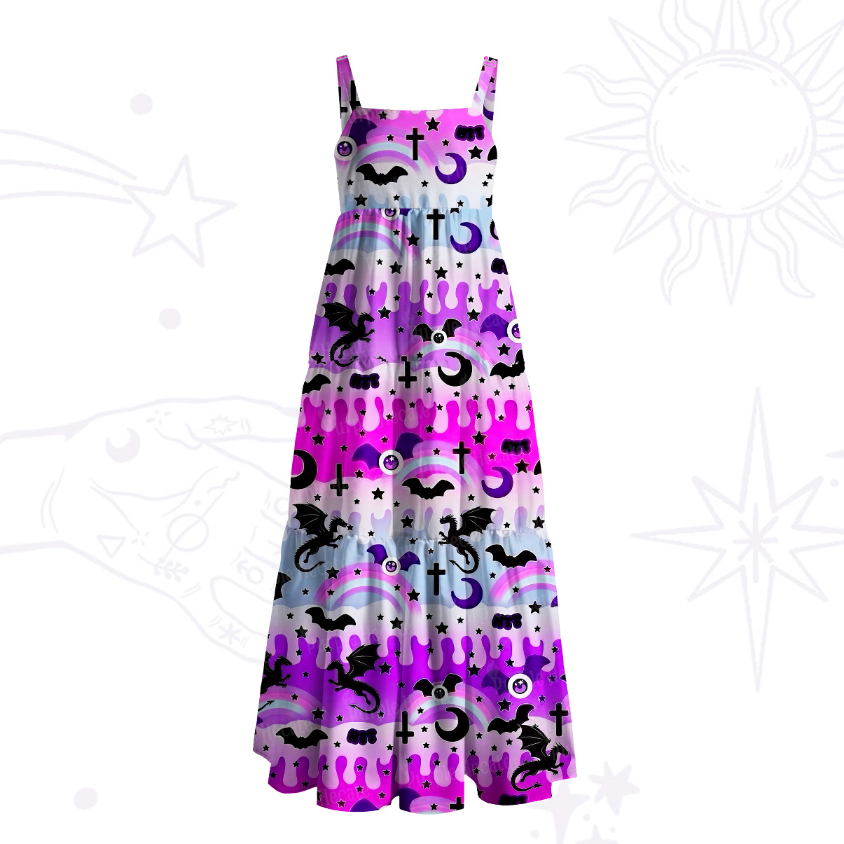 Purplehecate Candy Goth Nightfall Wide Straps Maxi Dress