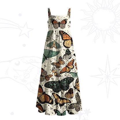 Purplehecate Mystic Vintage Butterfly Wide Straps Maxi Dress